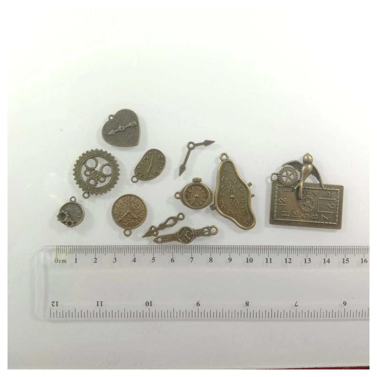 Clock Theme Bronze Silver Pendant Charms with Loops – 3