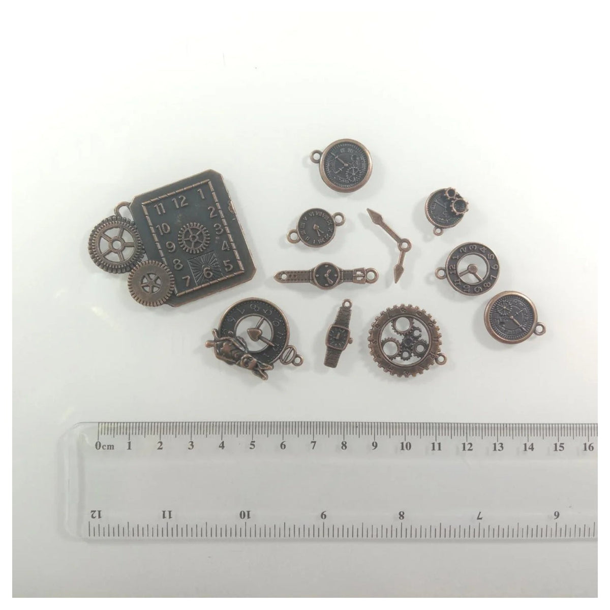 Clock Theme Bronze Silver Pendant Charms with Loops – 4