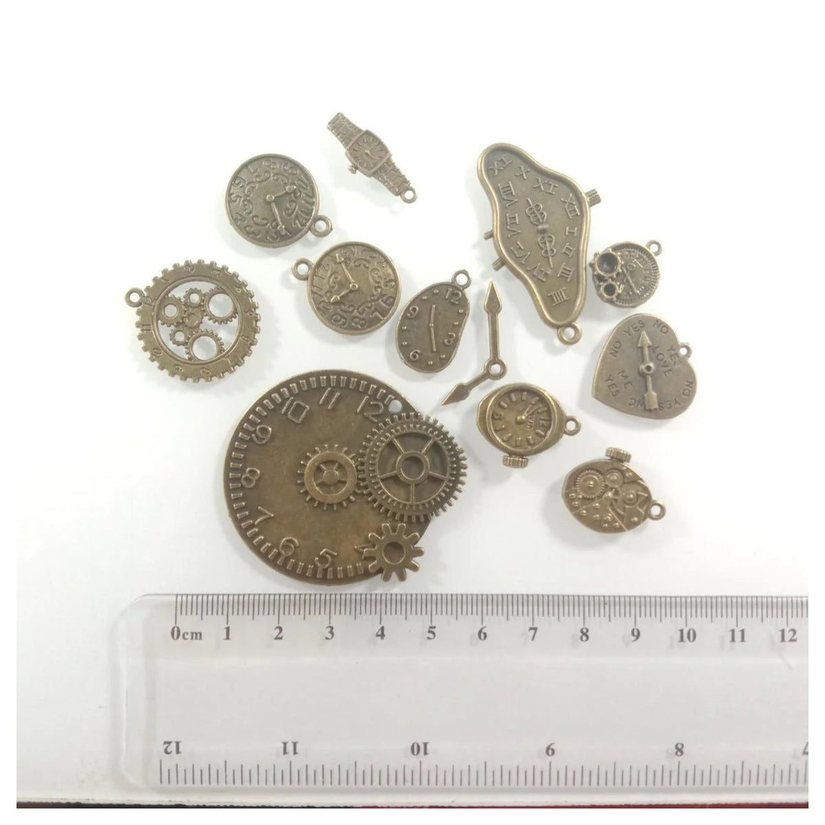 Clock Theme Bronze Silver Pendant Charms with Loops – 6