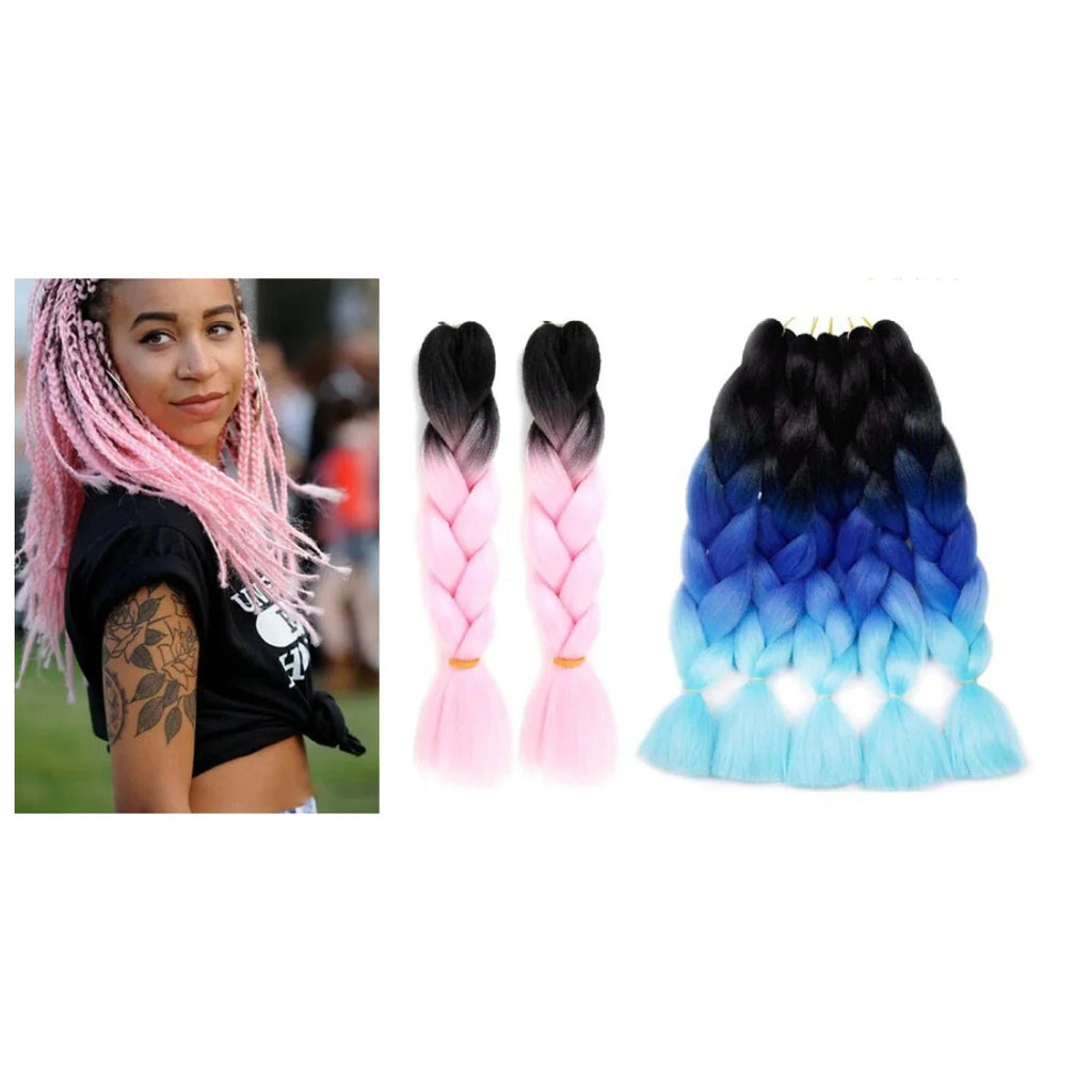 Jumbo Rainbow Plated Synthetic Braiding Hair Extensions 61cm