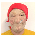 Old Lady Smoking Mask with Red Scarf – Halloween Costume