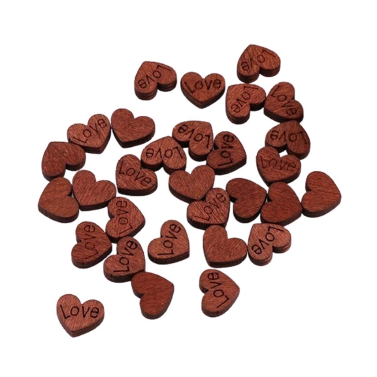 Dark Brown 10x12mm Wooden Love Hearts Confetti Table Decoration