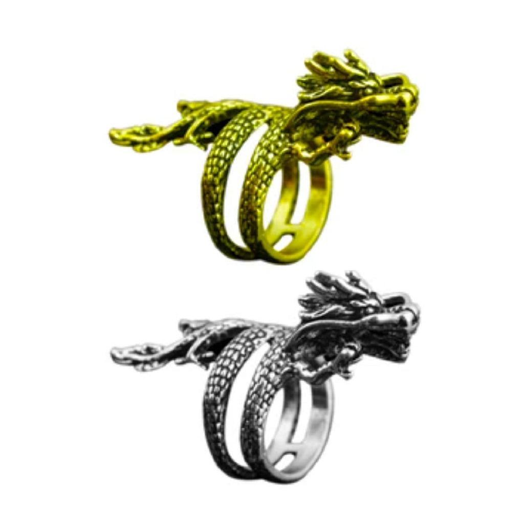 Double Loop Dragon Ring Size 8 in Silver or Gold