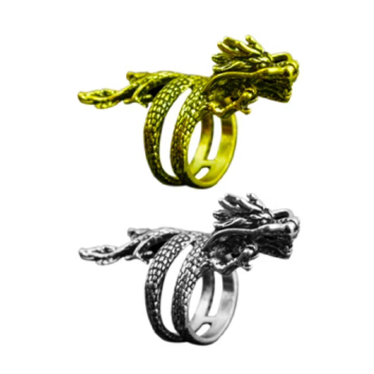 Double Loop Dragon Ring Size 8 Silver Gold Colours Jewellery - Gold - Asia Sell