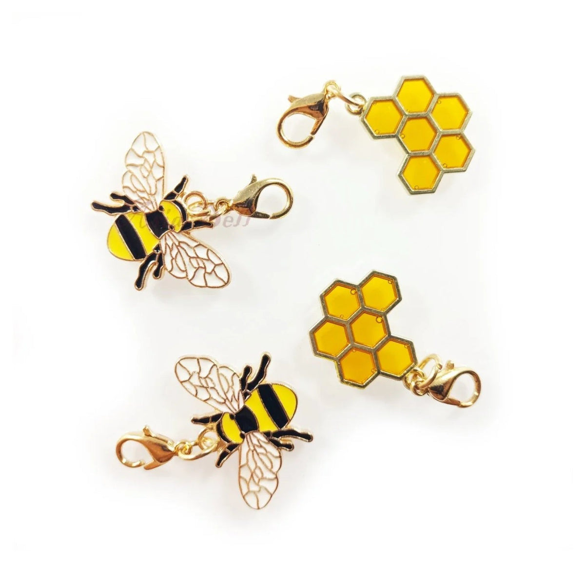 Enamel Bees Honeycomb Loop Pendant Charms Lobster Claw DIY Jewellery – 4pcs Bees Honeycomb Set 3