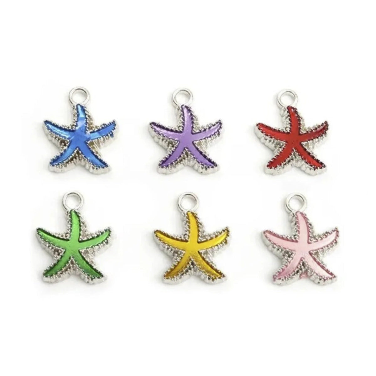 10 Enamel Charms Heart Sunflower Starfish Strawberry Butterfly – Starfish