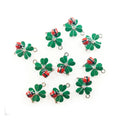 Enamel Pendant Charms DIY Jewellery Set – 10pcs 4-Leaf Clovers with Ladybug