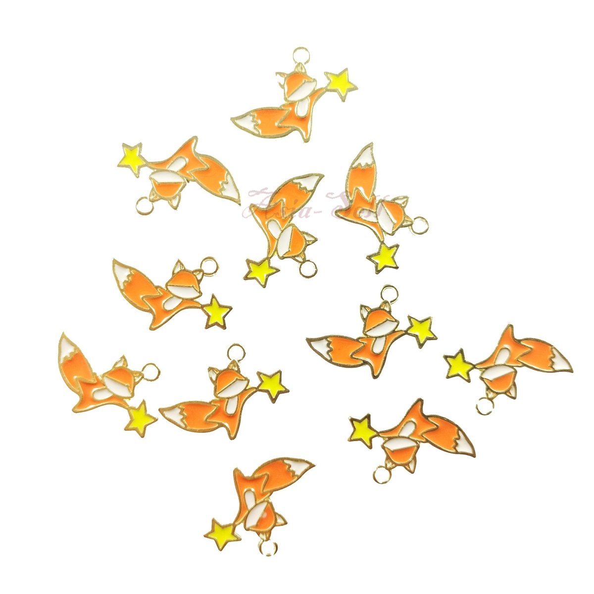 Enamel Pendant Charms DIY Jewellery Set – 10pcs Foxes Stars