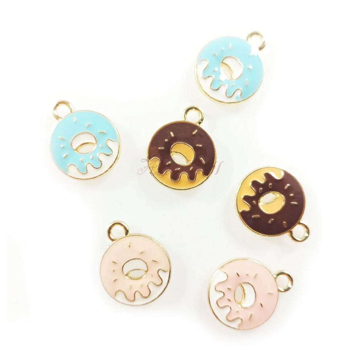 Enamel Pendant Charms DIY Jewellery Set – 6pcs Doughnuts