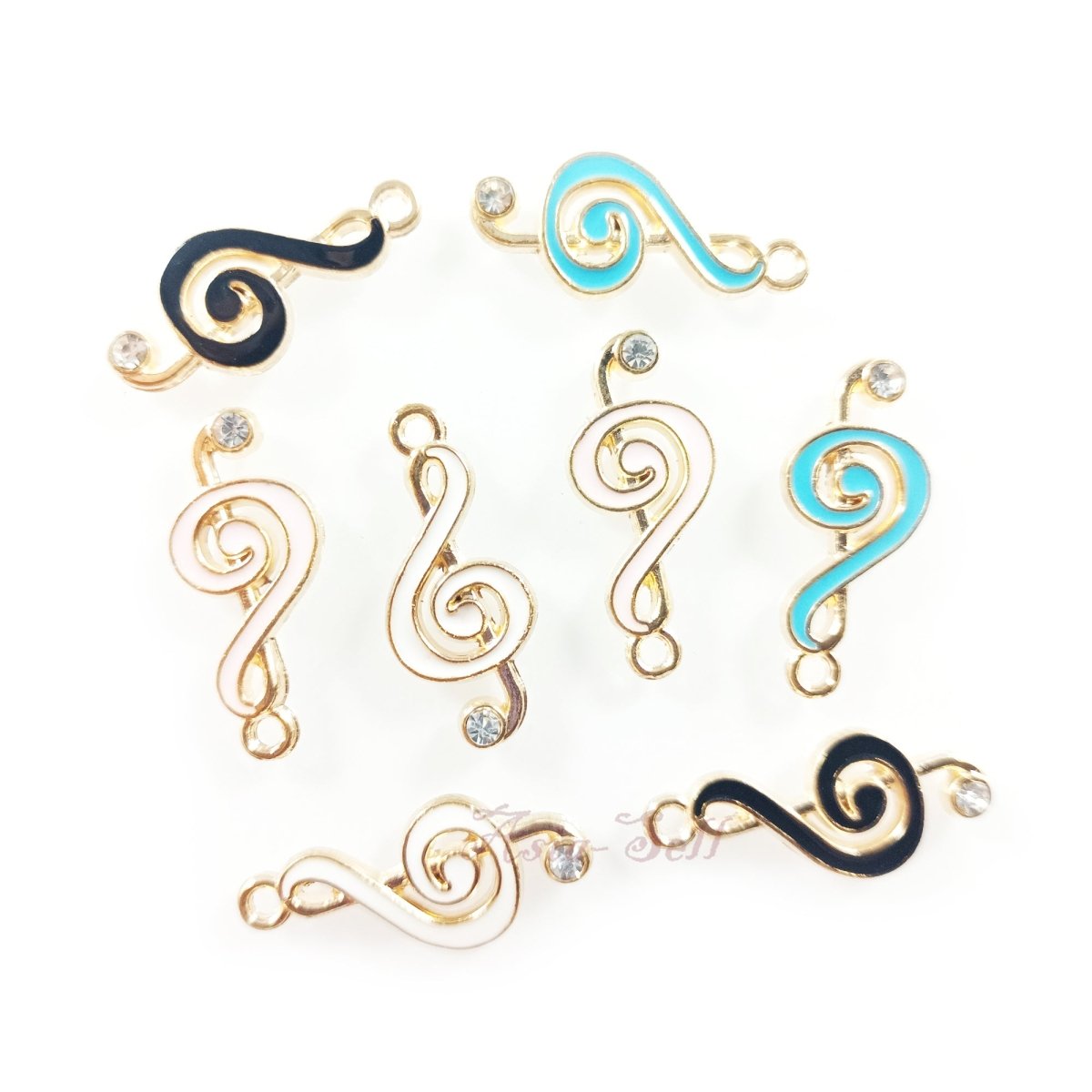 Enamel Pendant Charms DIY Jewellery Set – 8pcs Treble Clef