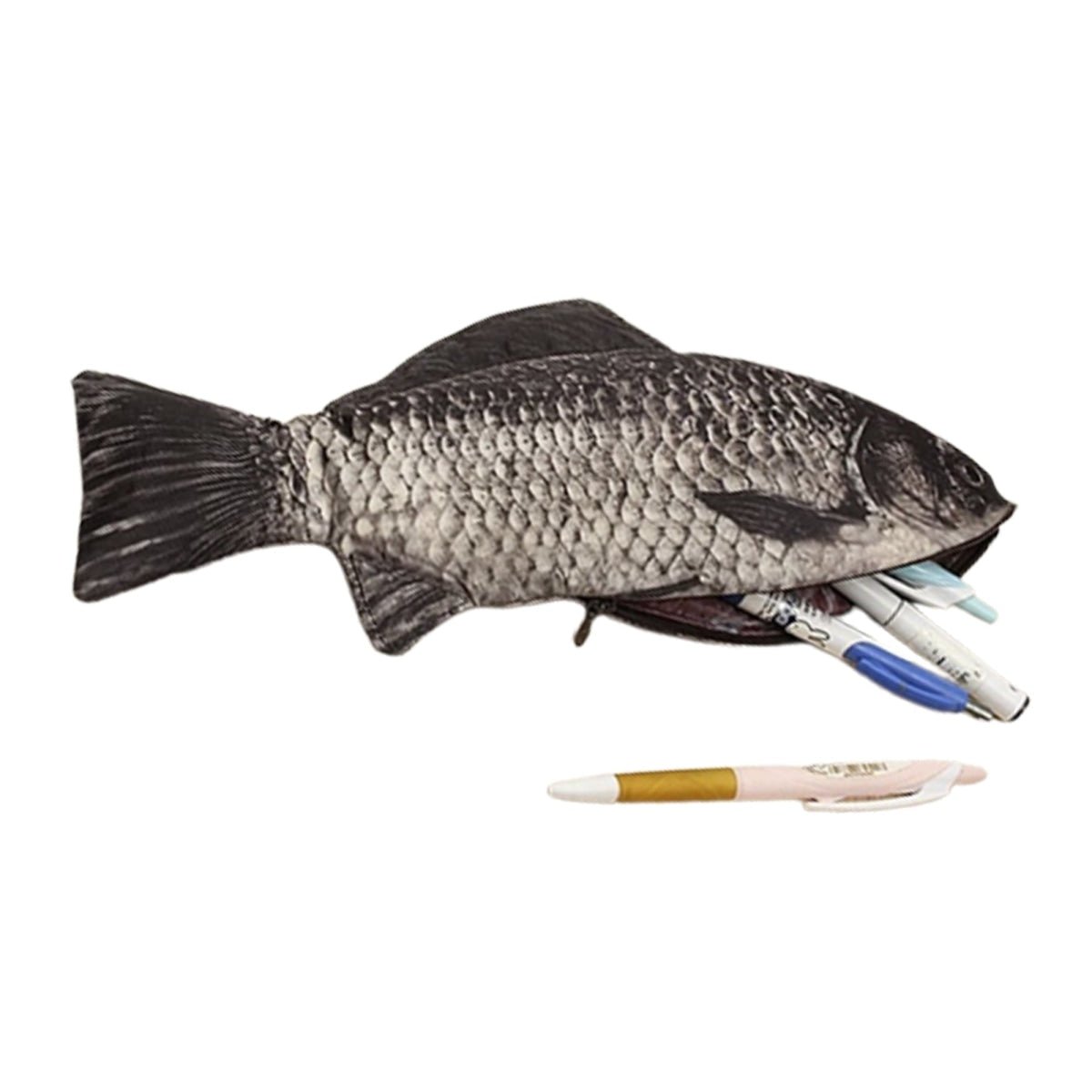Fish Shape Pencil Case with Zipper – Tilapia - Silver Grey