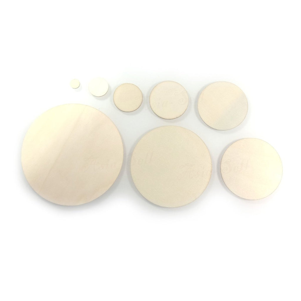 Flat Wooden Circle Craft Forms 10-100mm