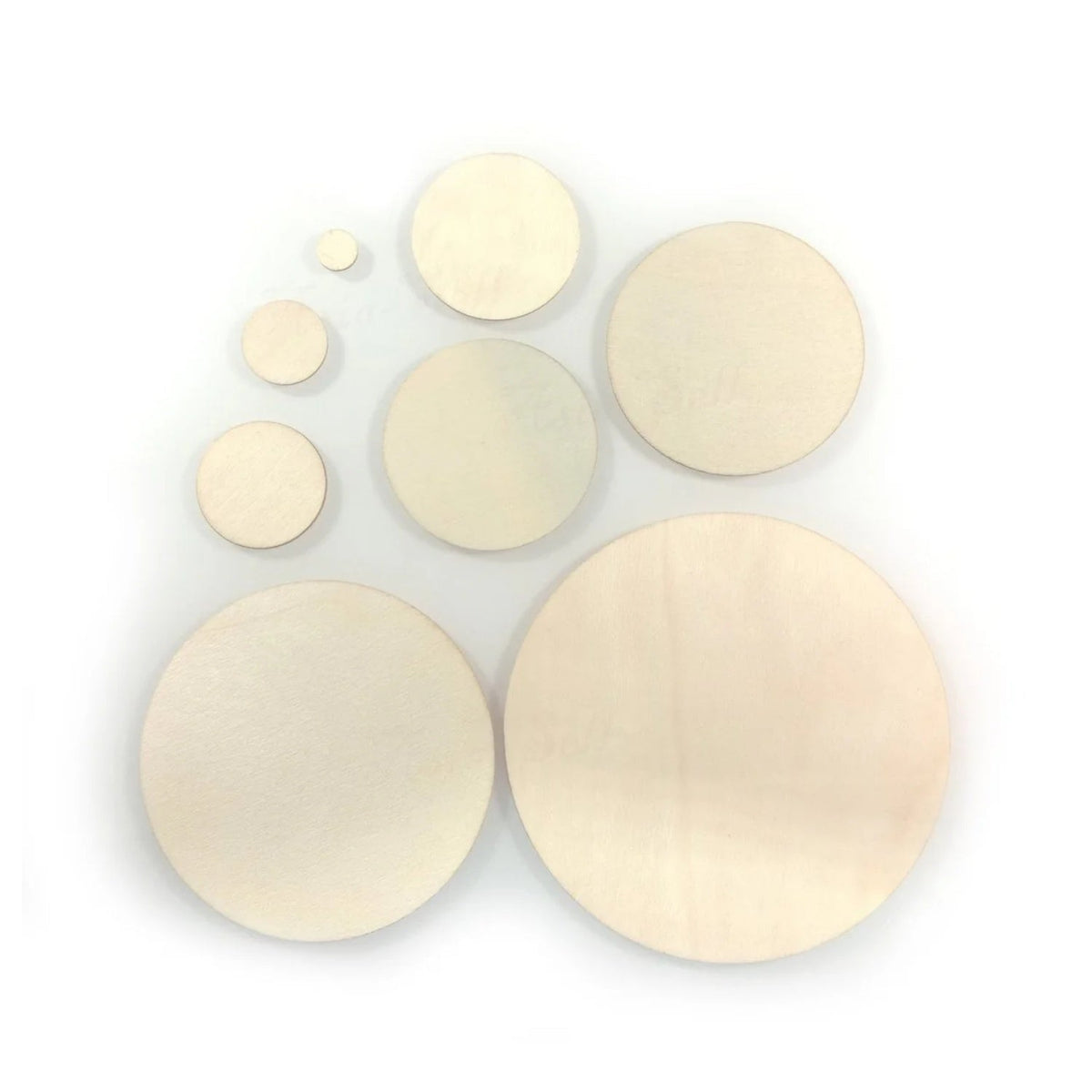 Flat Wooden Circle Craft Forms 10-100mm