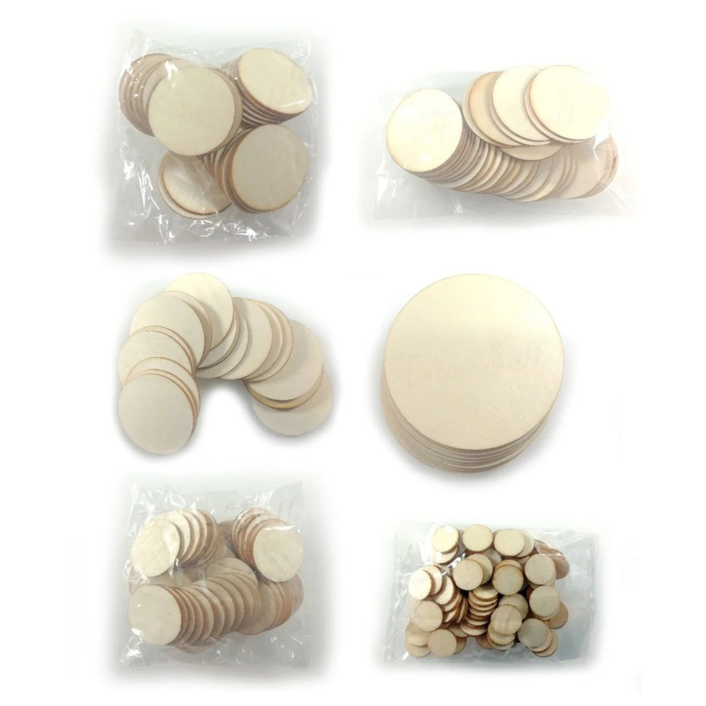 Flat Wooden Circle Craft Forms 10-100mm