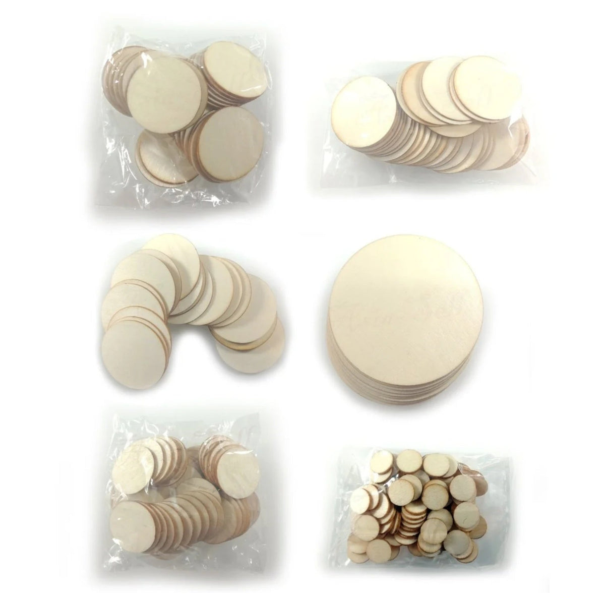 Flat Wooden Circle Craft Forms 10-100mm