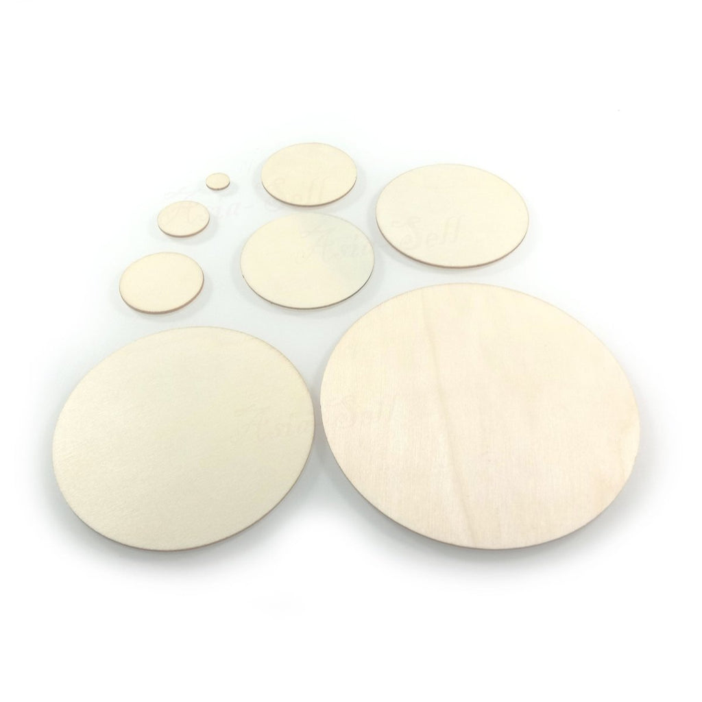 Flat Wooden Circle Craft Forms 10-100mm