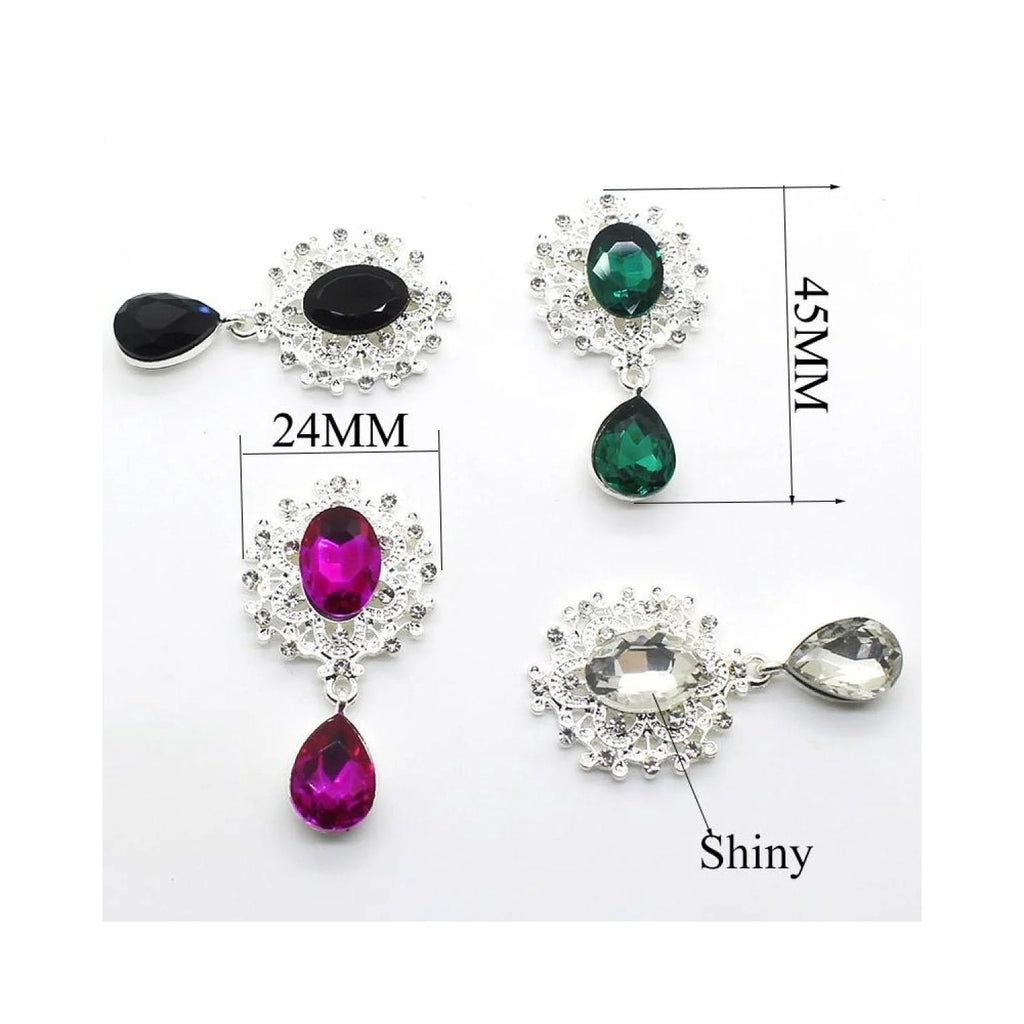 Flatback Rhinestone Cabochon Buttons 45×24mm 5pcs