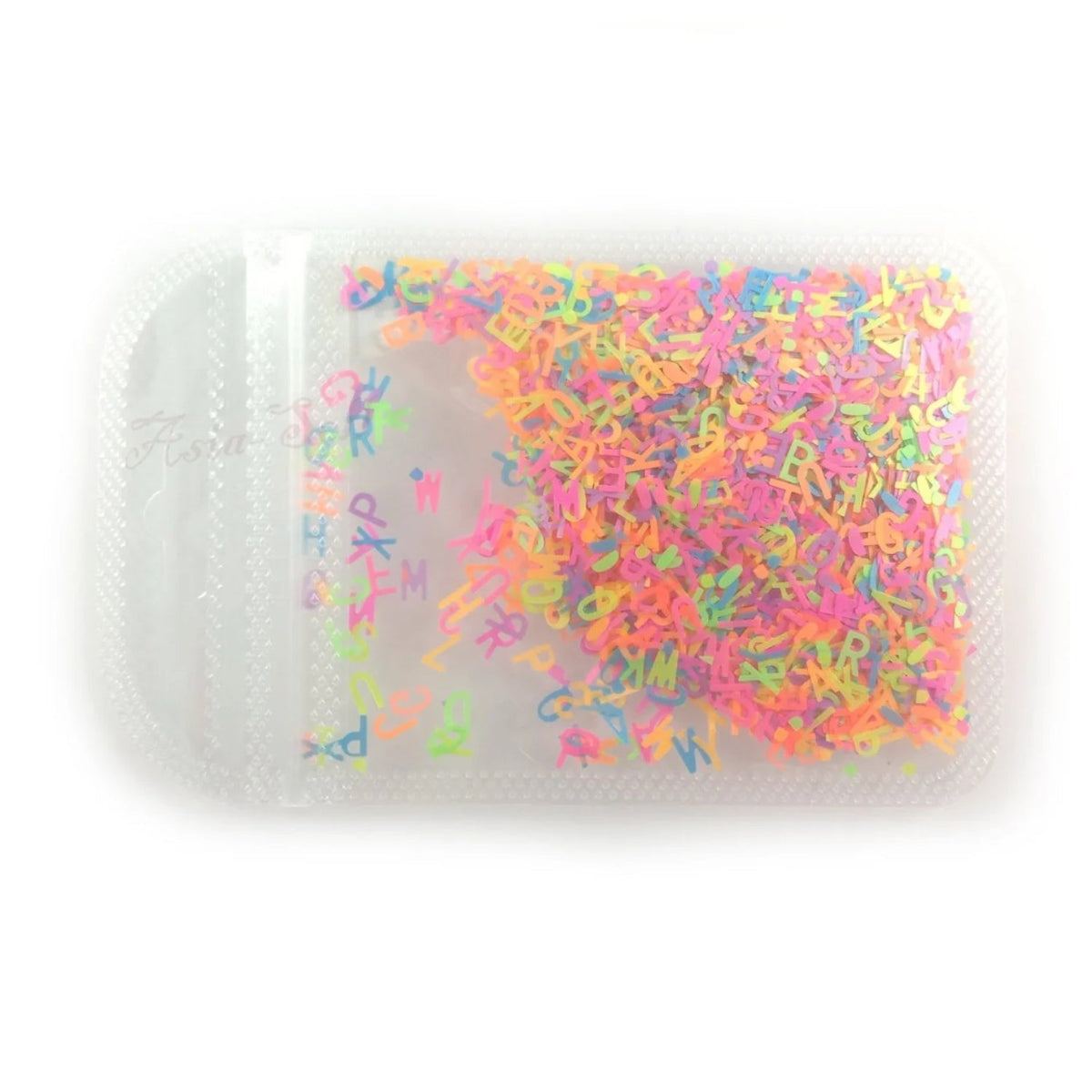 Fluorescent Sequins Glitter Nail Art Mixed Size Letter Flakes 3D Tips – Mixed