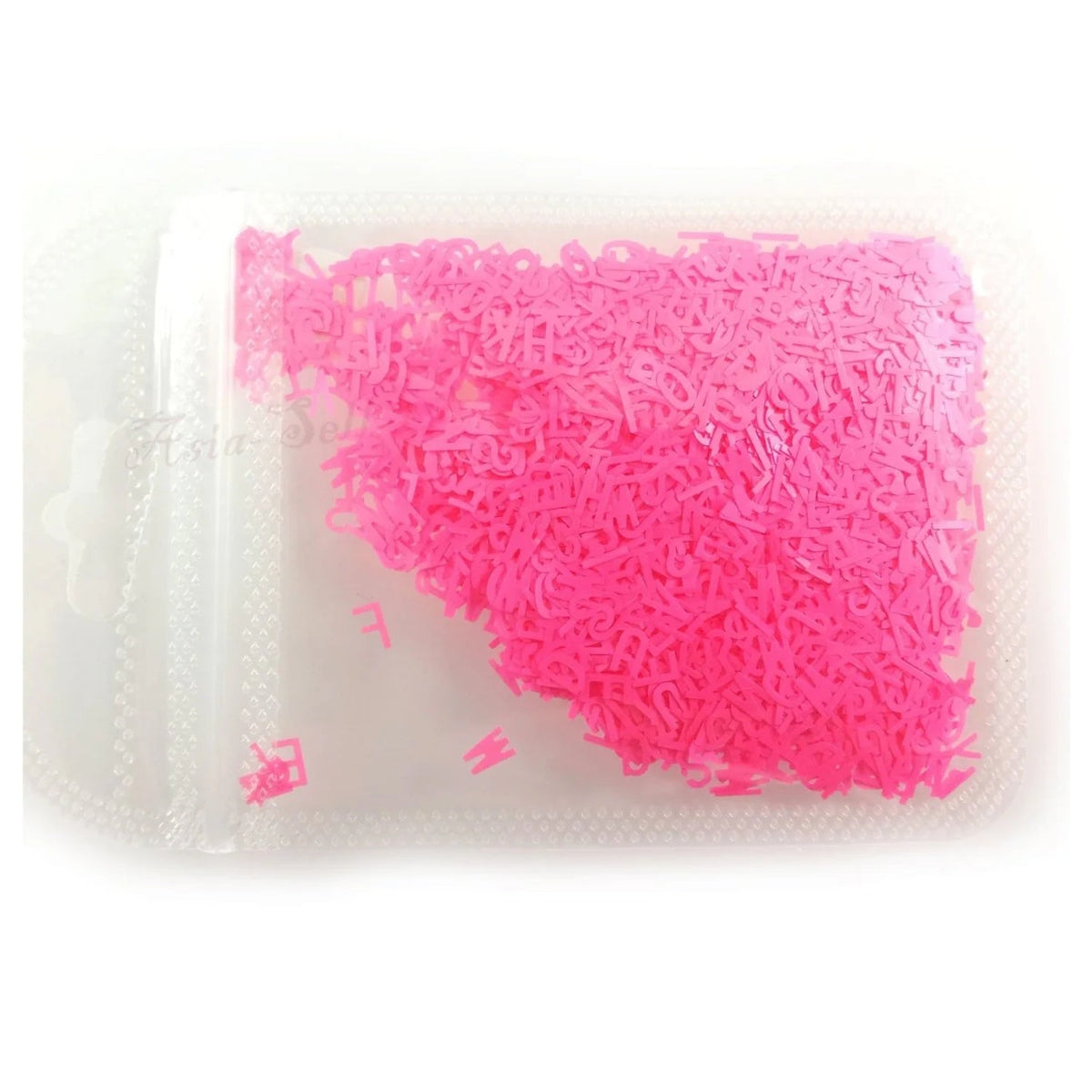 Fluorescent Sequins Glitter Nail Art Mixed Size Letter Flakes 3D Tips – Pink