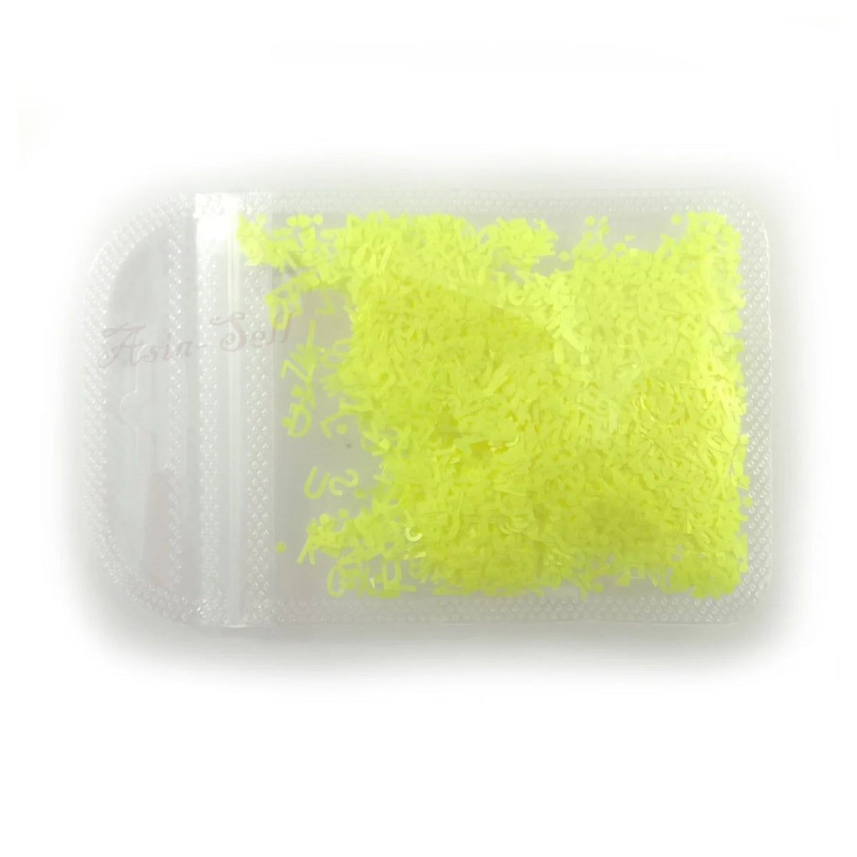 Fluorescent Sequins Glitter Nail Art Mixed Size Letter Flakes 3D Tips – Yellow