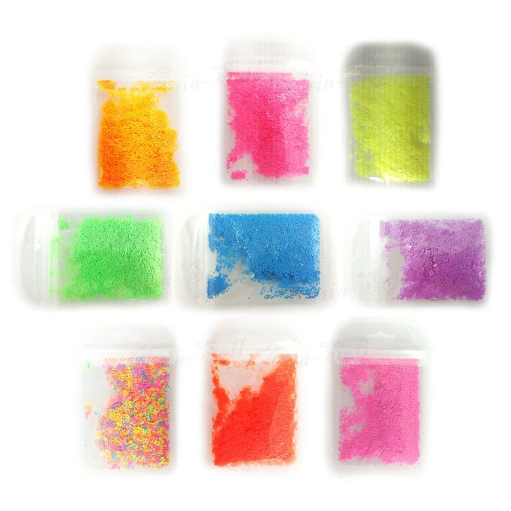 Fluorescent Sequins Glitter Nail Art Mixed Size 3D Tips