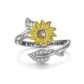 Flower Ring with Gem Rhinestones – Adjustable Alloy Silver/Gold