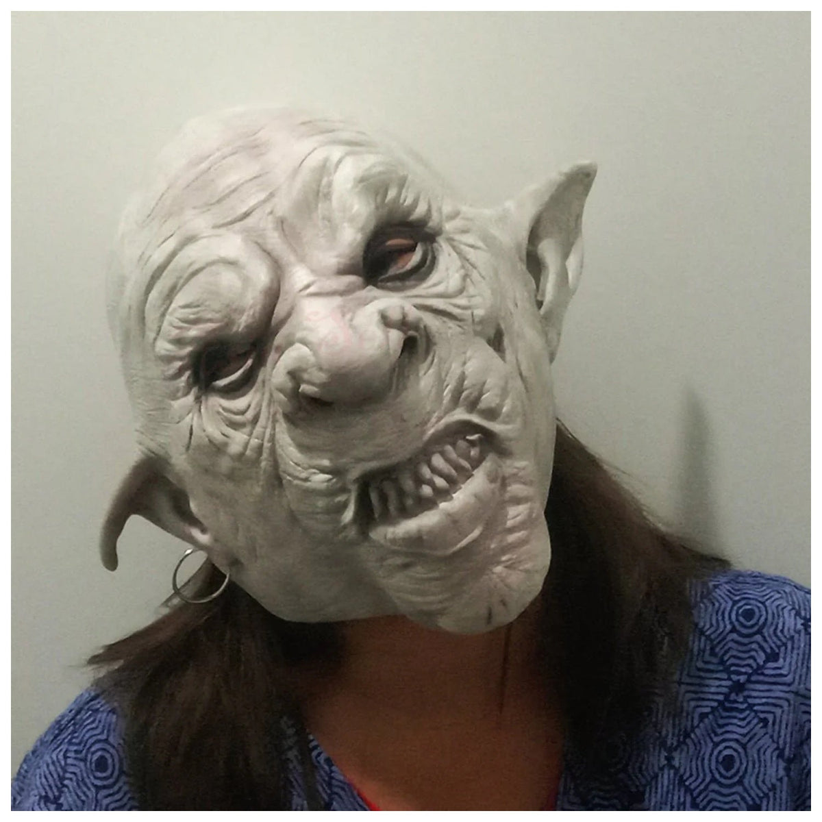 Goblin Mask with Big Nose, Pointed Ears & Earring