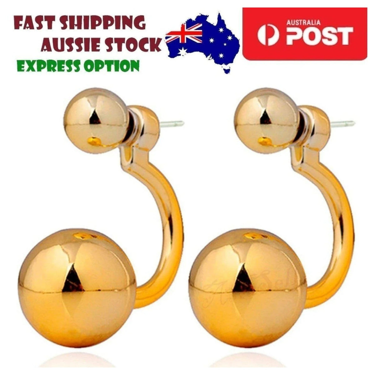 Round Double Ball Stud Earrings – 2-Pair Set