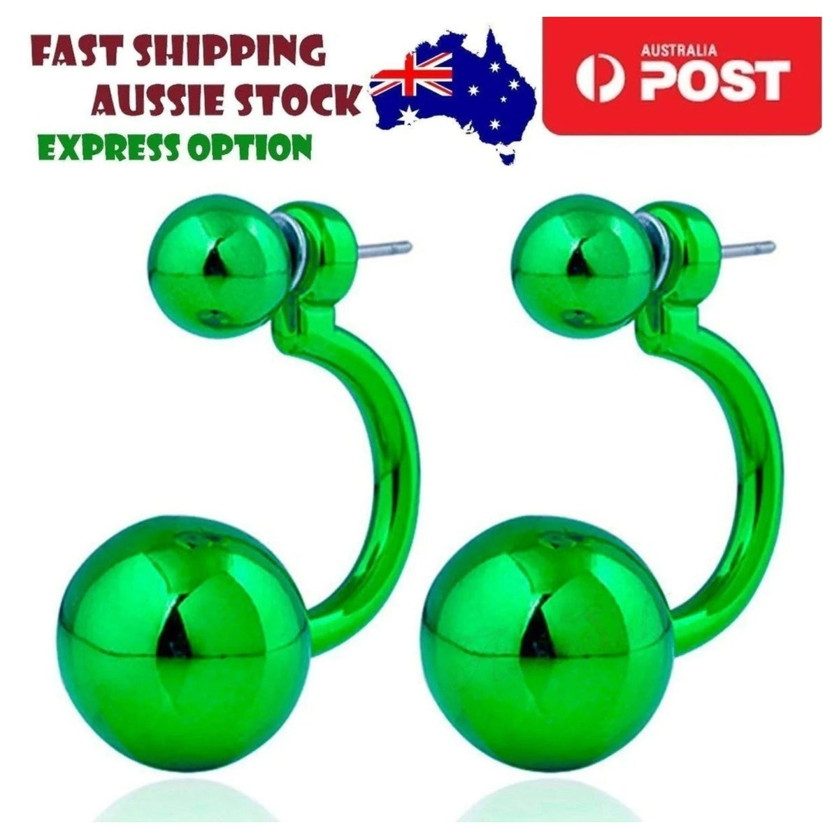 Round Double Ball Stud Earrings – 2-Pair Set