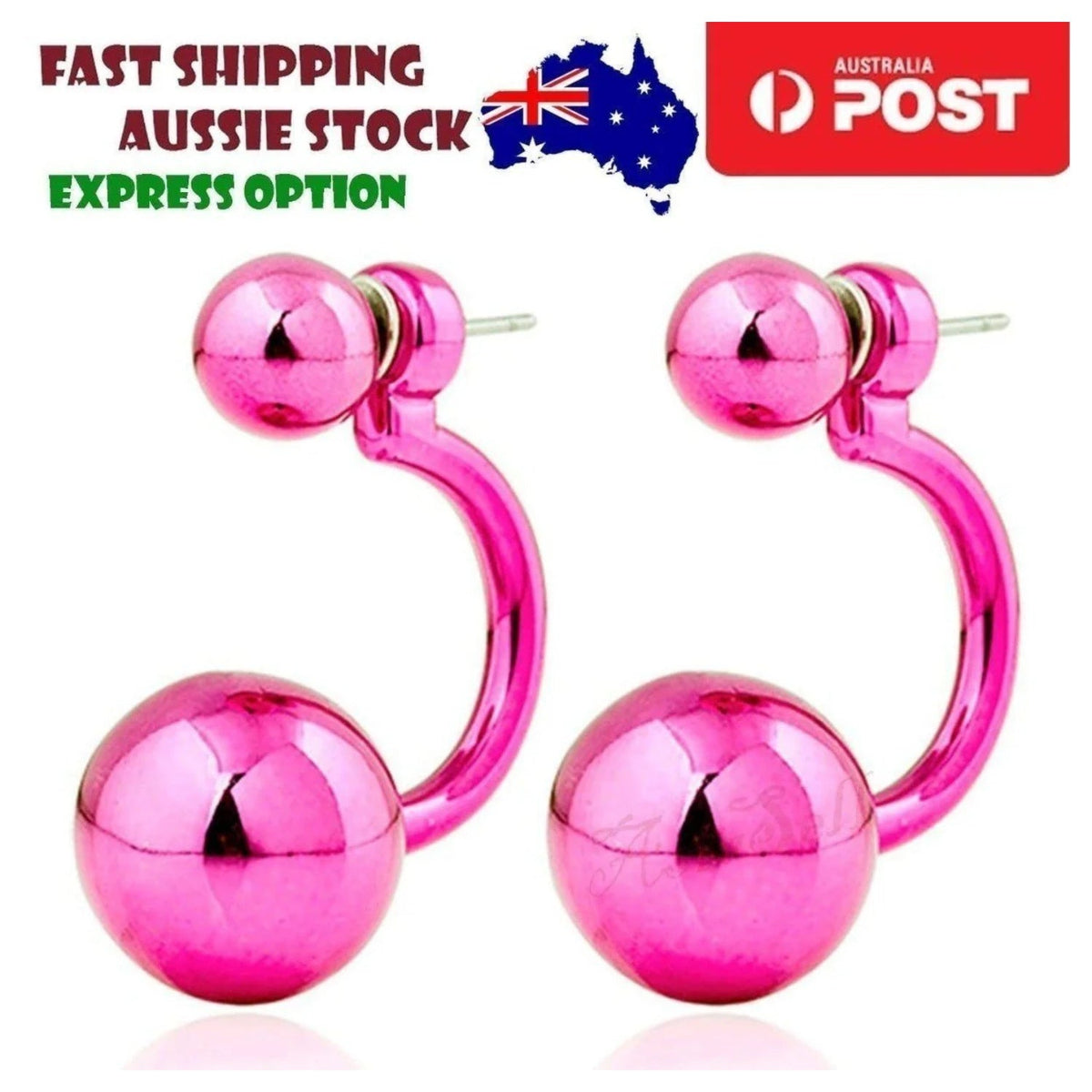 Round Double Ball Stud Earrings – 2-Pair Set