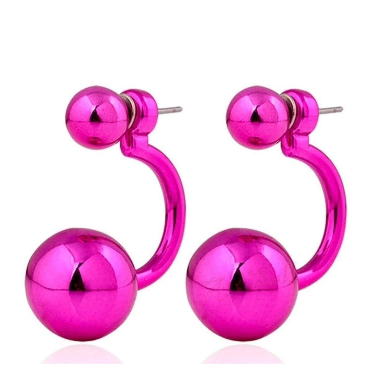 Round Double Ball Stud Earrings – 2-Pair Set – Purple