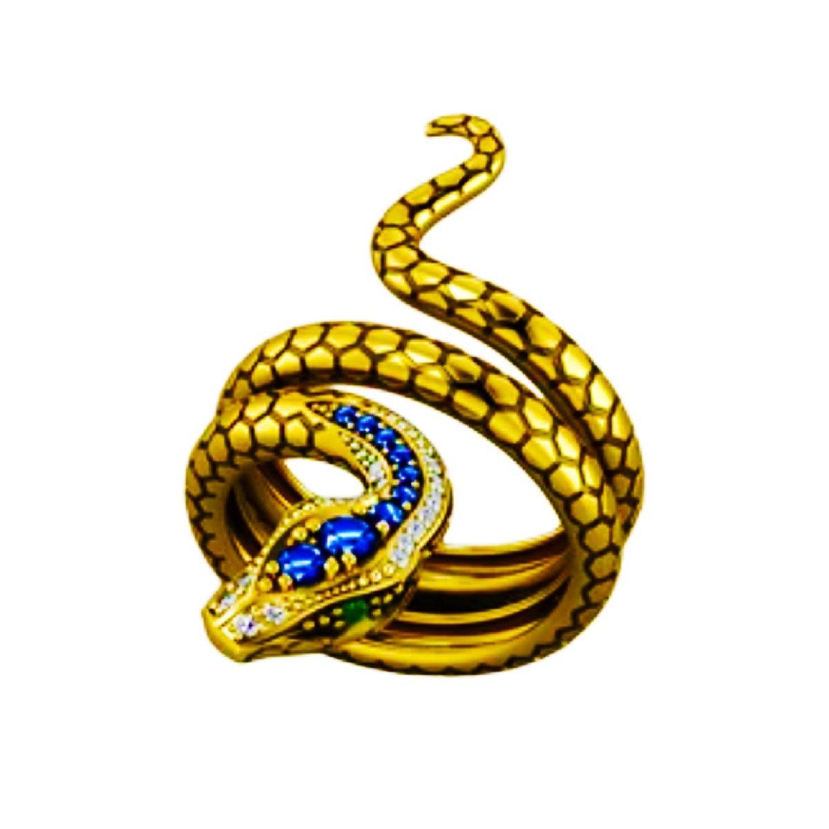 Green Rhinestone Snake Ring – Adjustable Gold-Colour Alloy – 8, 9, 10