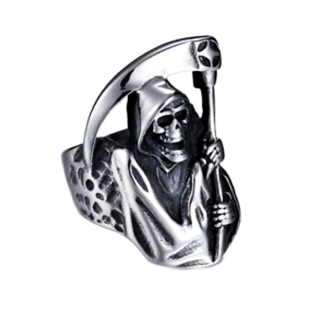Grim Reaper Scythe Ring Alloy Silver – 8, 10, 12