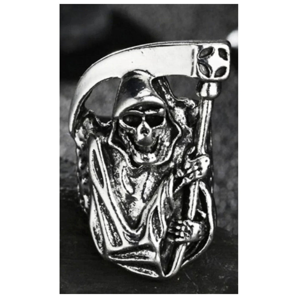 Grim Reaper Scythe Ring Alloy Silver