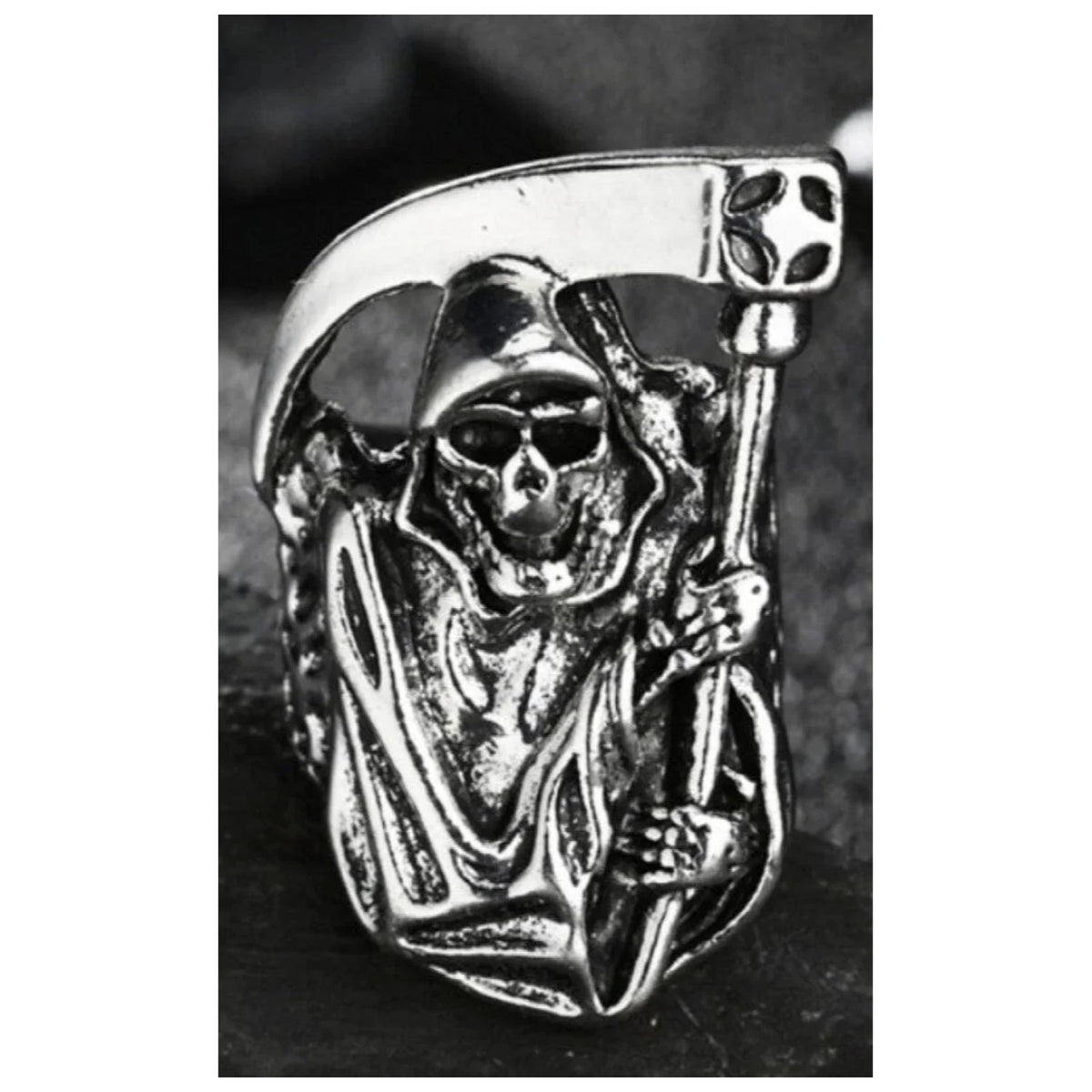 Grim Reaper Scythe Ring Alloy Silver