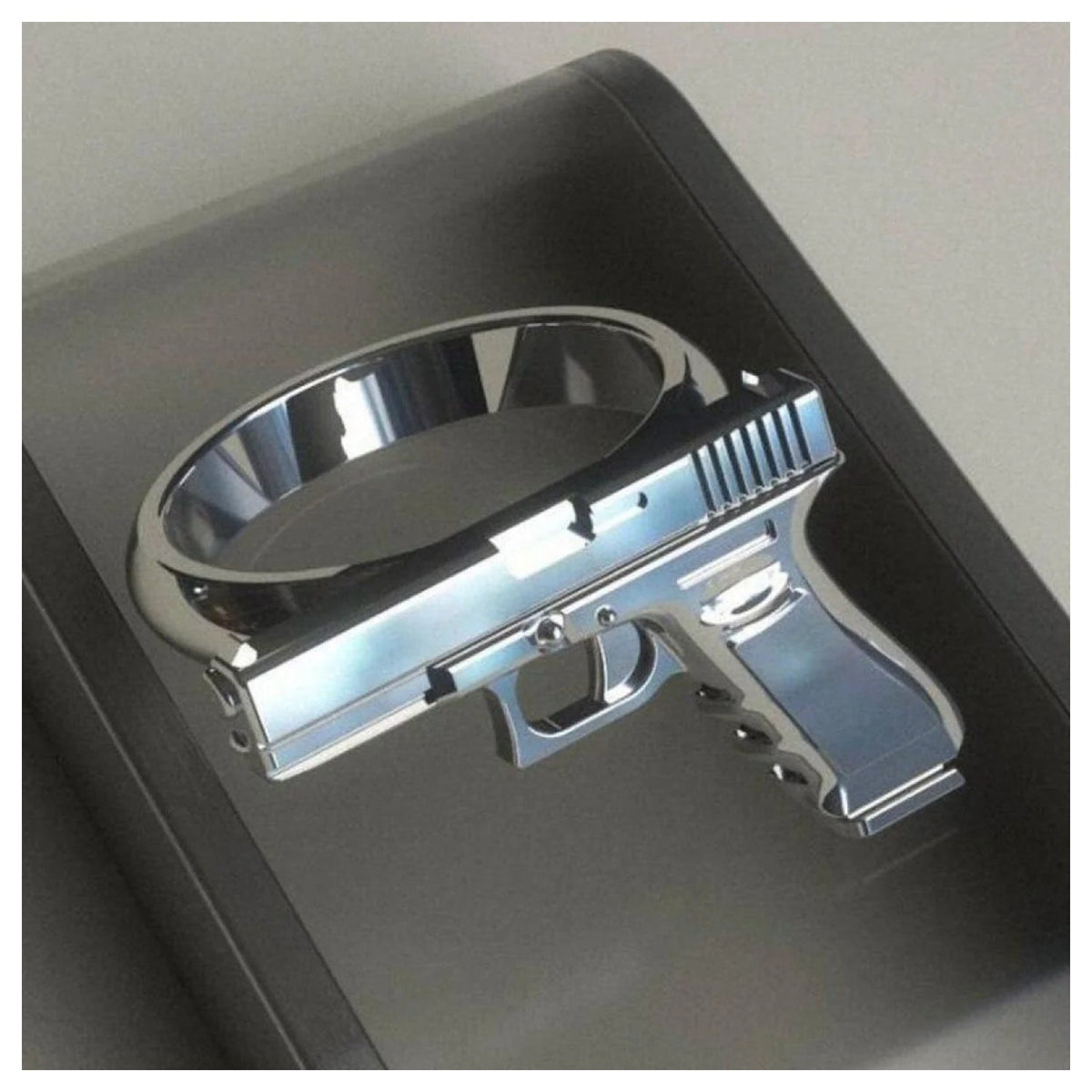 Handgun Ring Size 10 Silver Zinc Alloy