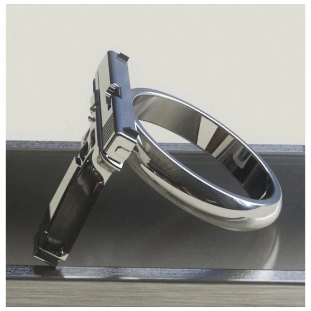 Handgun Ring Size 10 Silver Zinc Alloy