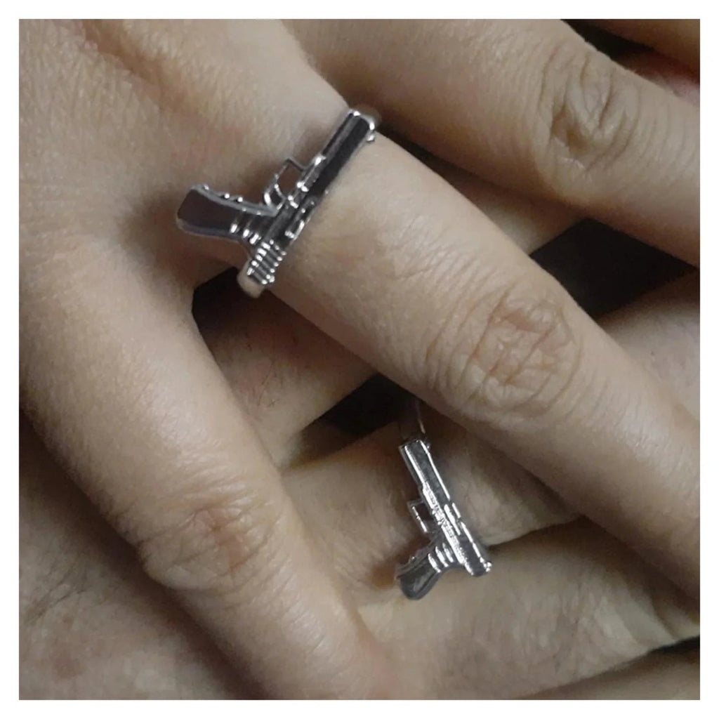Handgun Ring Size 10 Silver Zinc Alloy