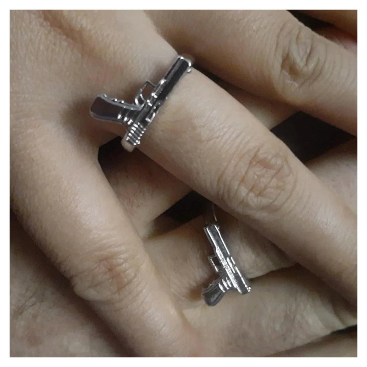 Handgun Ring Size 10 Silver Zinc Alloy