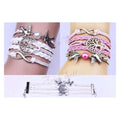 Tree Of Life Birds Infinity Leather Rope Chain Bracelet – White, Pink