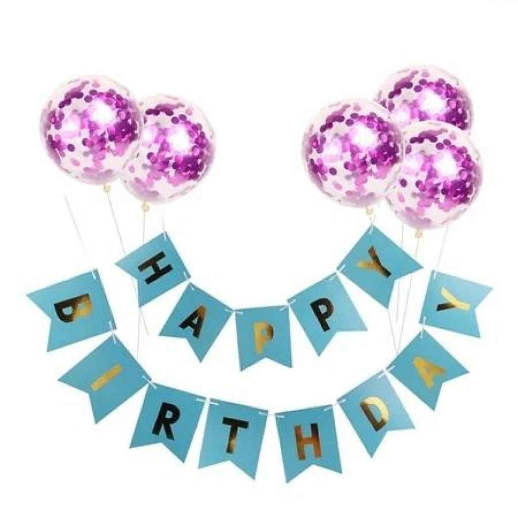 Happy Birthday Balloon Banner Set with Confetti Balloons – A