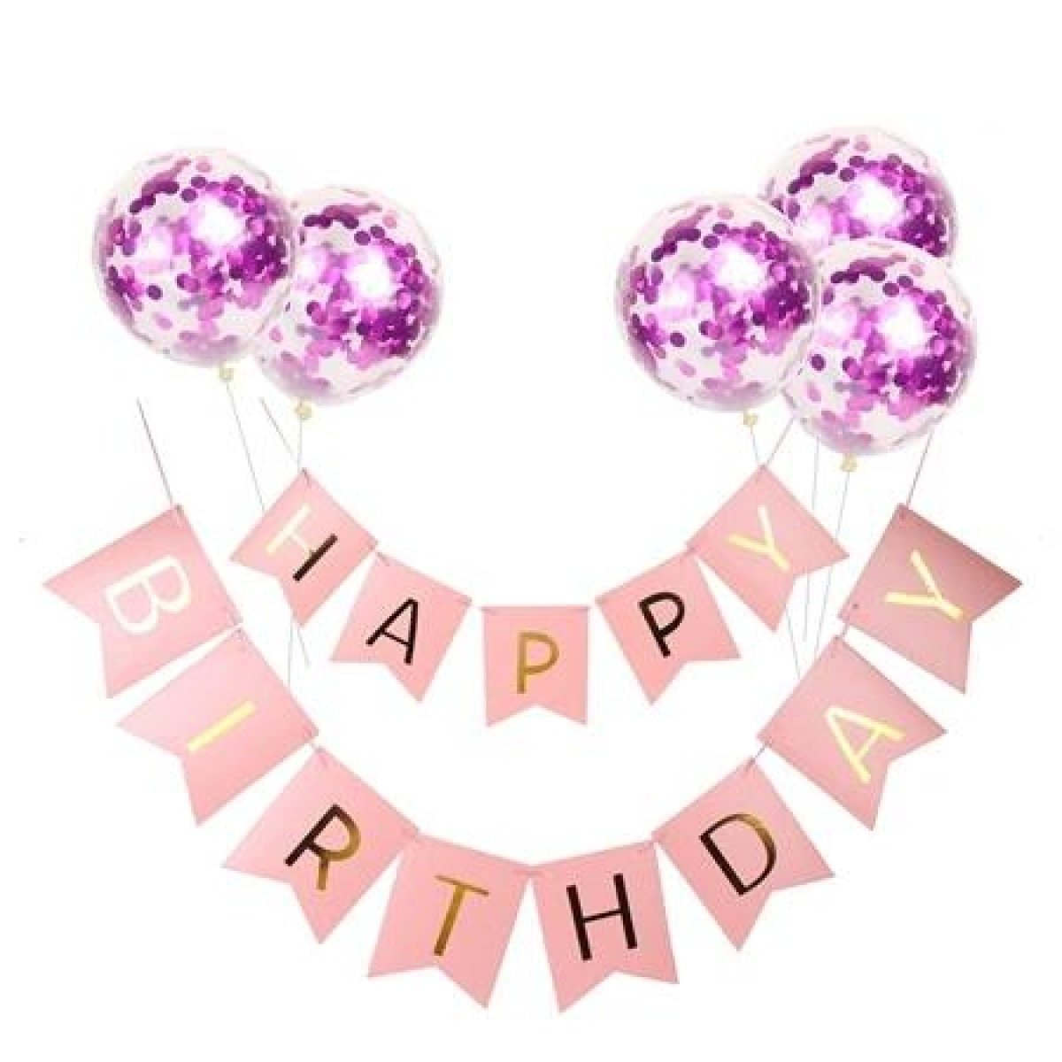 Happy Birthday Balloon Banner Set with Confetti Balloons – C