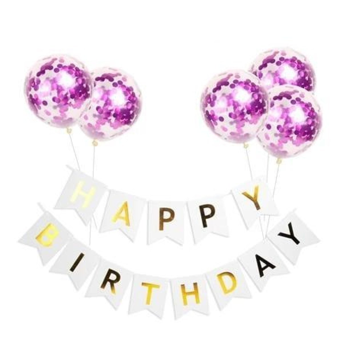 Happy Birthday Balloon Banner Set with Confetti Balloons – D