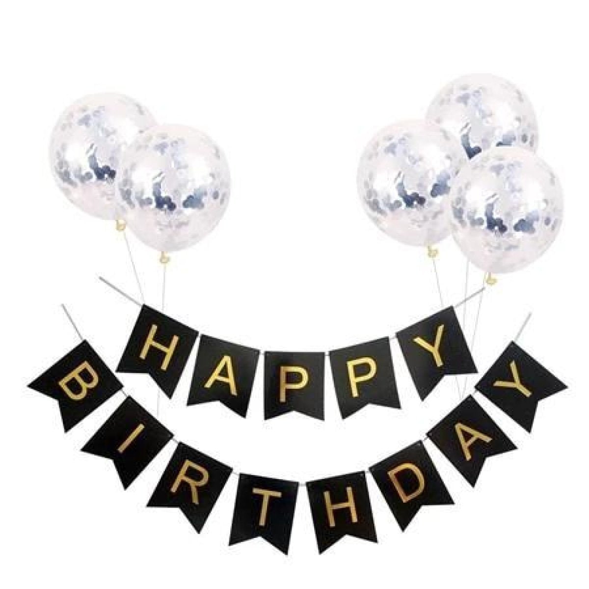 Happy Birthday Balloon Banner Set with Confetti Balloons – E