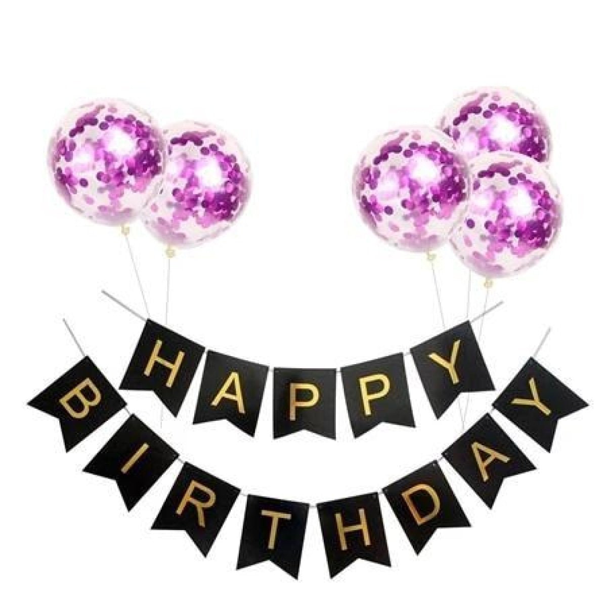 Happy Birthday Balloon Banner Set with Confetti Balloons – F