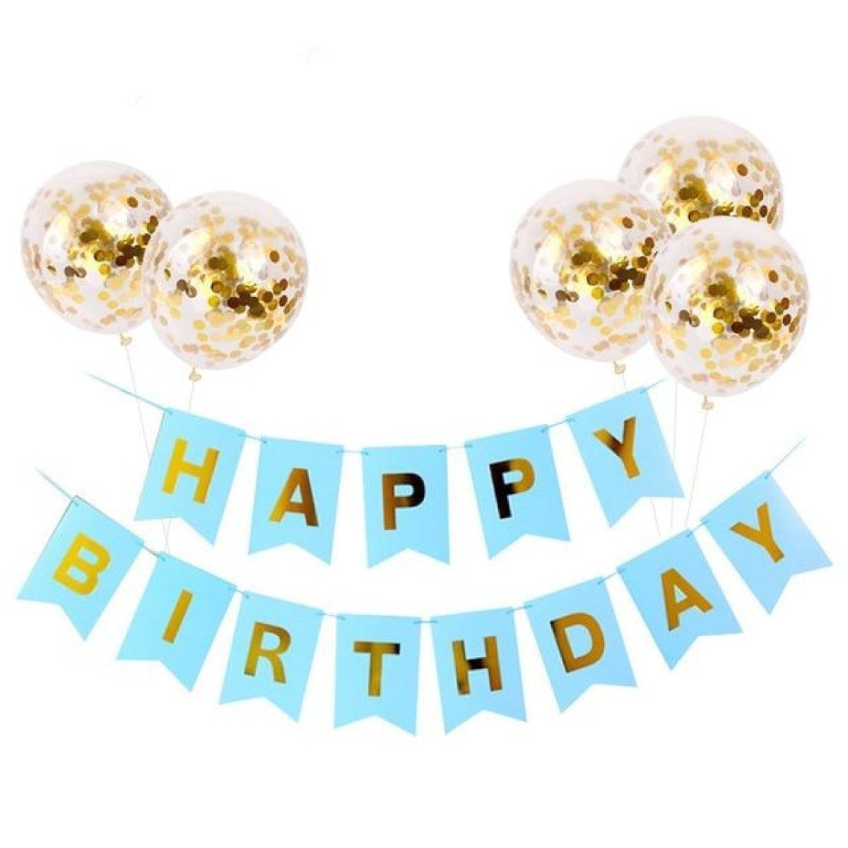 Happy Birthday Balloon Banner Set with Confetti Balloons – G