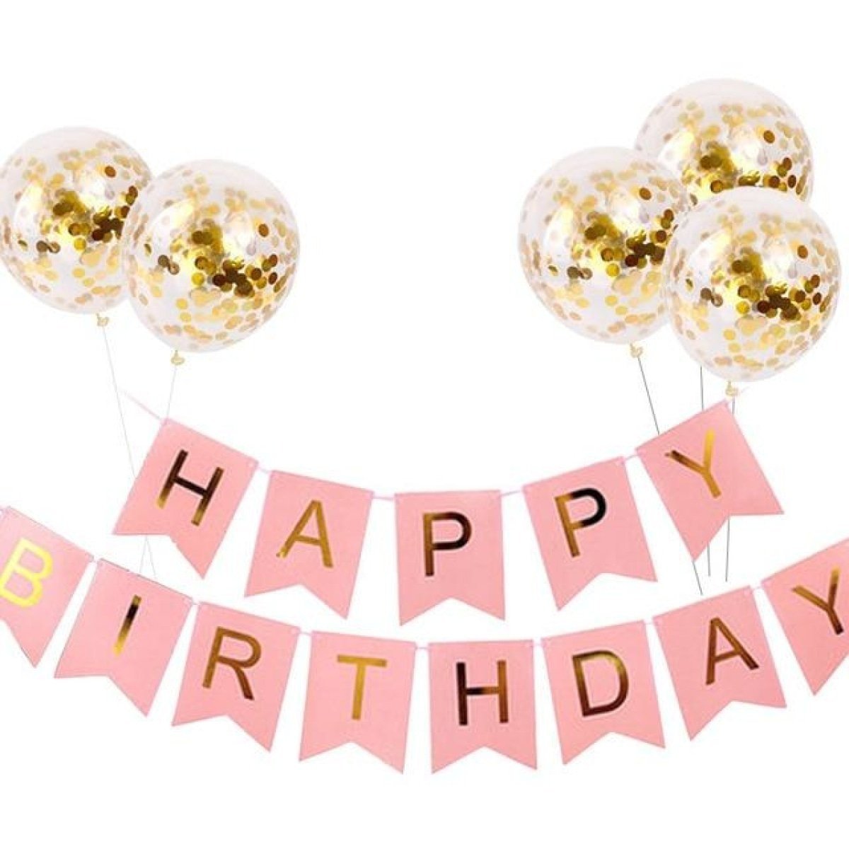 Happy Birthday Balloon Banner Set with Confetti Balloons – J