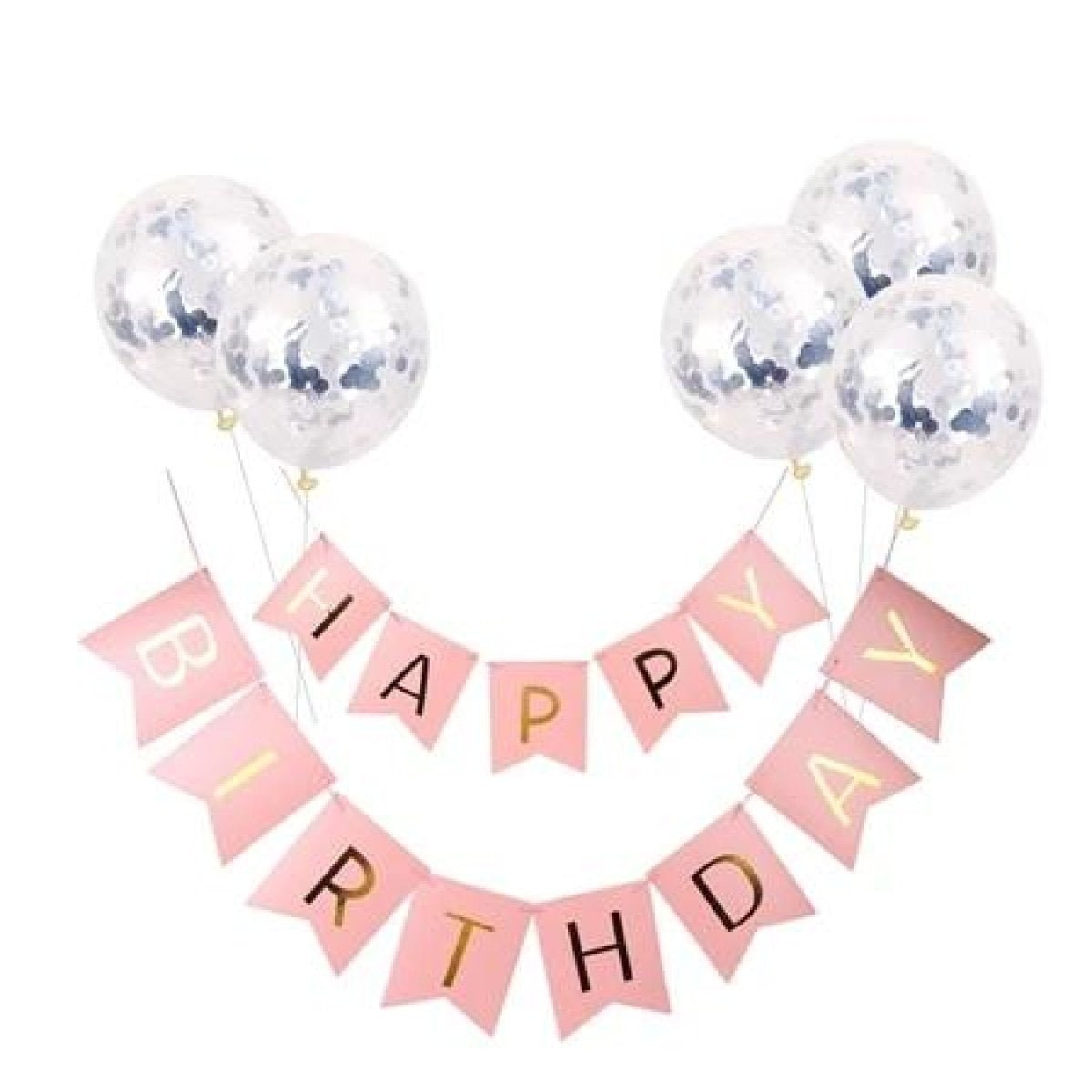 Happy Birthday Balloon Banner Set with Confetti Balloons – K