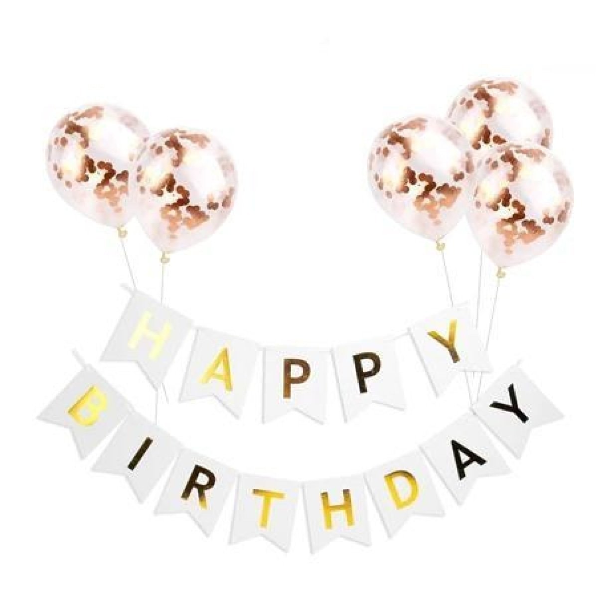 Happy Birthday Balloon Banner Set with Confetti Balloons – M
