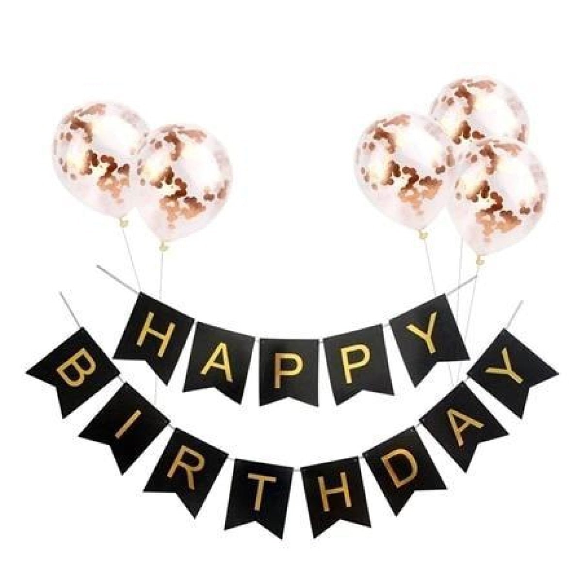 Happy Birthday Balloon Banner Set with Confetti Balloons – N